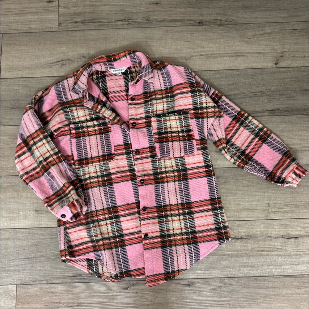 Pink Plaid Oversized Flannel Shacket